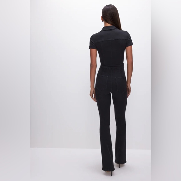 Good American Fit For Success Bootcut Black Denim Jumpsuit - Picture 4 of 7